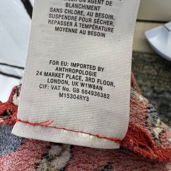 Meadow Rue Bird Print Orange Sleeveless Blouse Size XS - Picture 13 of 13